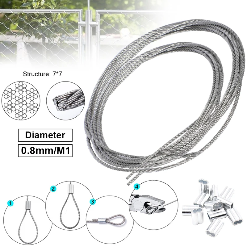 25M stainless steel wire rope 7*7 structure soft hanging lifting lifting rope pulling drying rack wire