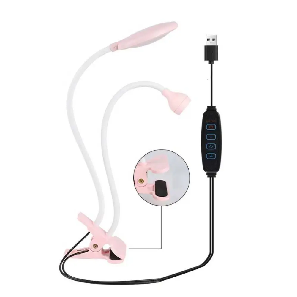 Double-head LED Table Lamp Nightlight USB Clip Lamp Gooseneck Nail Lamp Flexible Dormitory Lamp UV Curable Violet Lamp