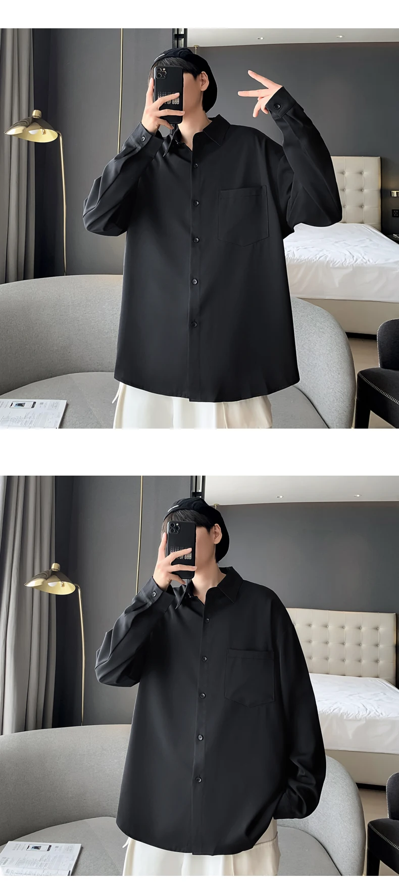 mens short sleeve dress shirts Solid Color Dress Shirts Men Fashion Society Mens Long Sleeve Shirts Korean Loose Casual Shirts Mens Office Formal Shirts M-2XL men's linen short sleeve shirts & tops