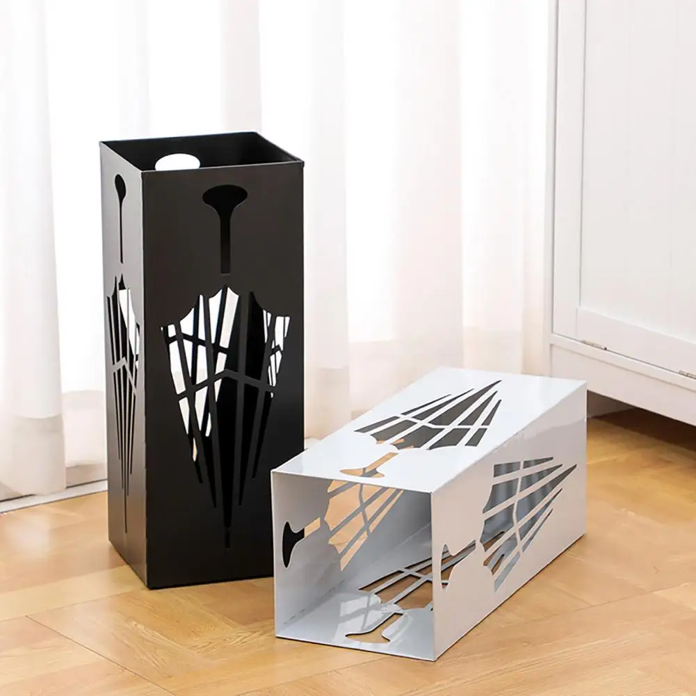 Metal Umbrella Stand Storage Rack Large Capacity Hollow Design Rustproof Indoor/Outdoor Small Large Umbrella Holder