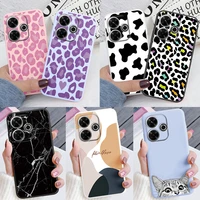 For Redmi 13 4G Phone Case Brown Leopard Print Soft Silicone TPU Cover Colorful Marble Fundas For Xiaomi Redmi 13 Redmi13 Coque 1