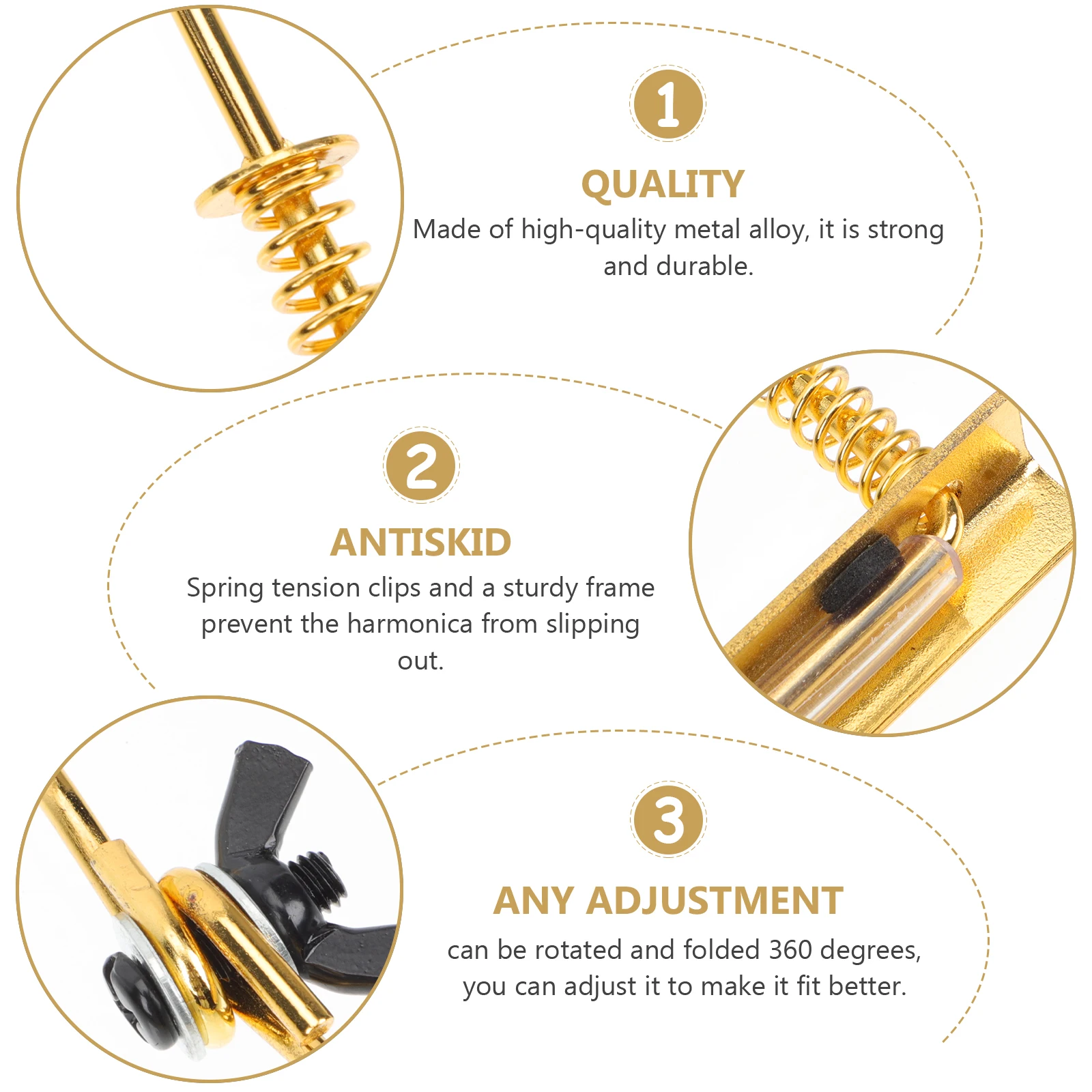 10홀 하모니카 스탠드 아연 합금 조절 가능 미끄럼 방지 홀더 내구성 있는 공연..