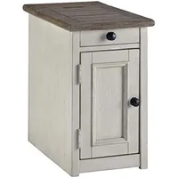 Bolanburg Farmhouse Chair Side End Table with Outlets and USB Ports, Antique Cream & Brown 1