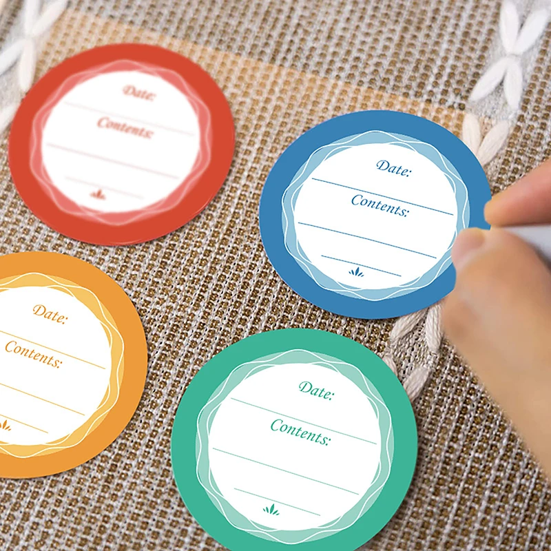 Spice Label Stickers Round Can Labels Stickers For Cans Jar Lids Colorful Self-Adhesive Waterproof Removable Date Label