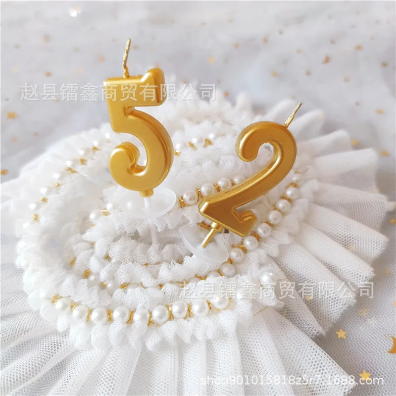 0-9 Digital Cake Topper Number Wedding Cakes Dessert Decor Party Supplies Accessories Golden Birthday Candles