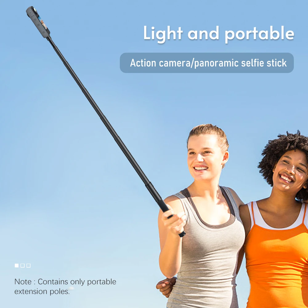 VRIG TP-13 INSTA360 X2/X3 GoPro 12/11/10/9용 53.5인치 셀카봉 알루미늄 합금 6개 섹션(1/4인치 나사 및 마운트 어댑터 포함)