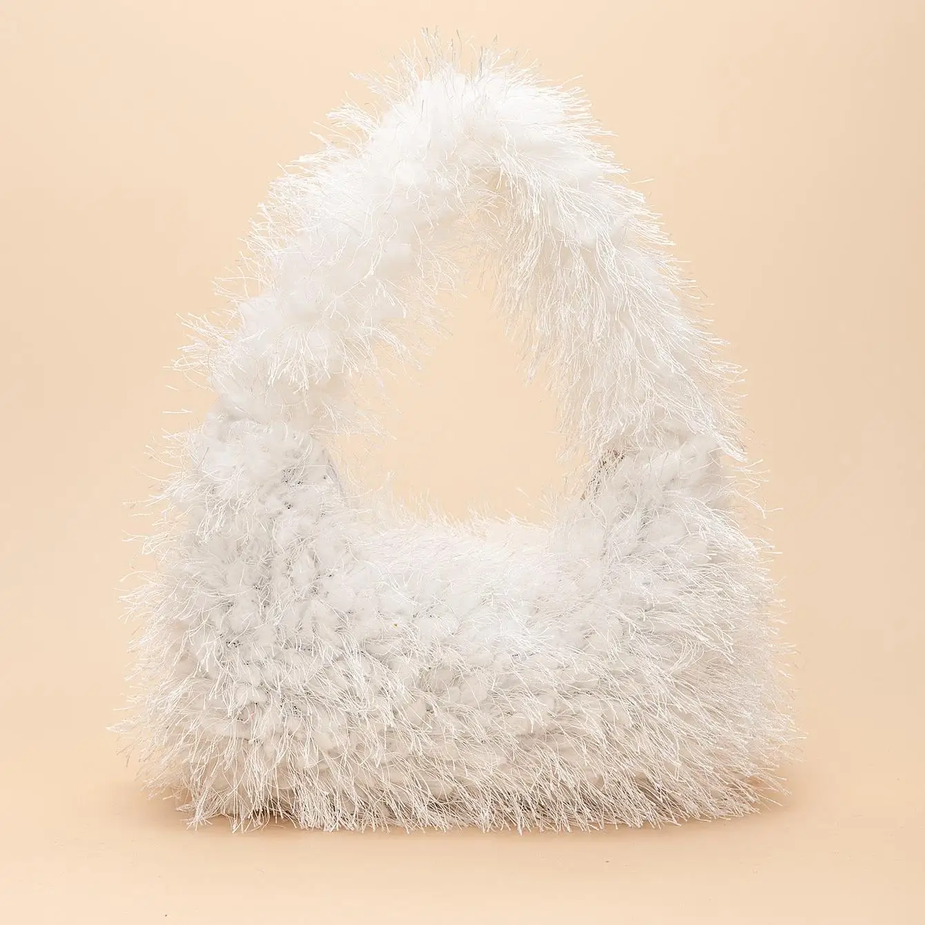 New Plush Shoulder Bag Solid Color Crescent Bag Simple All-in-one Underarm Bag Lovely Ladies Purse