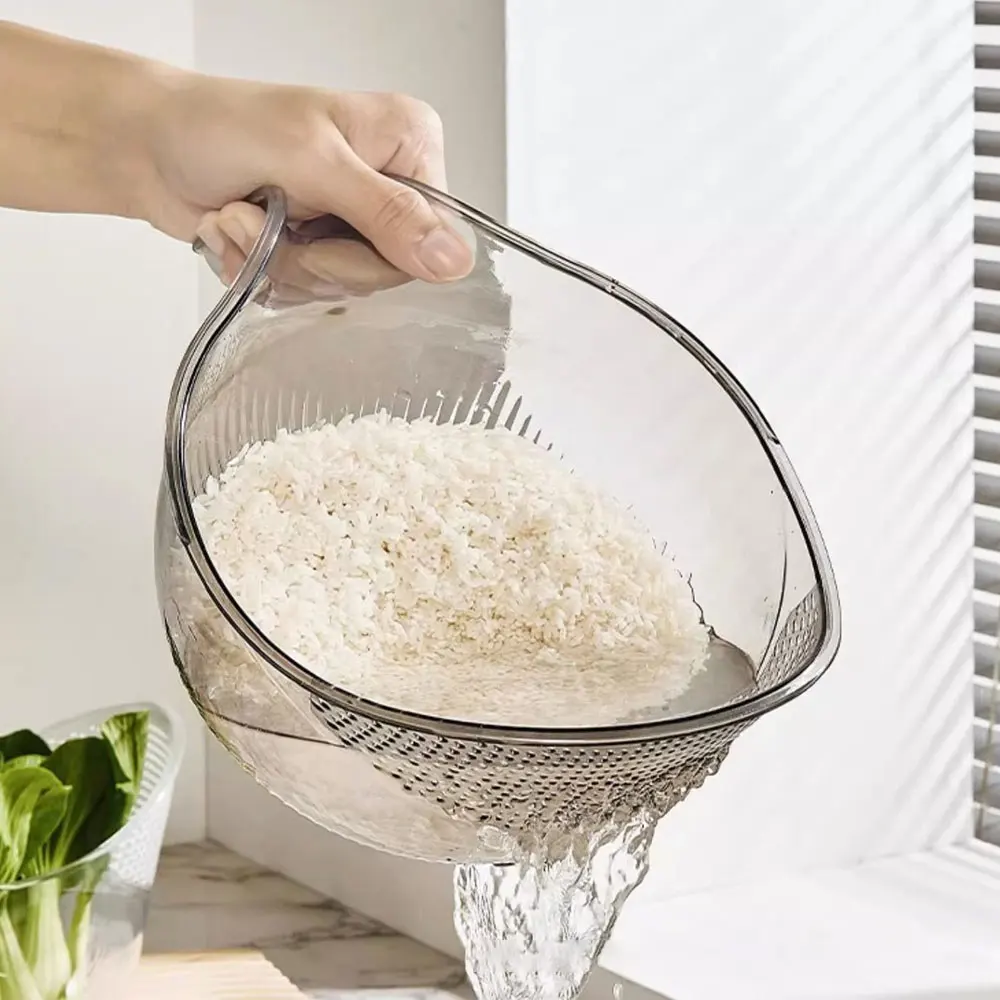 Kitchen Rice Washer Strainer Bowl Strainer Food Fruit Vegetable Drainer Basket Multifunctional Rice Washing Bowl Colander