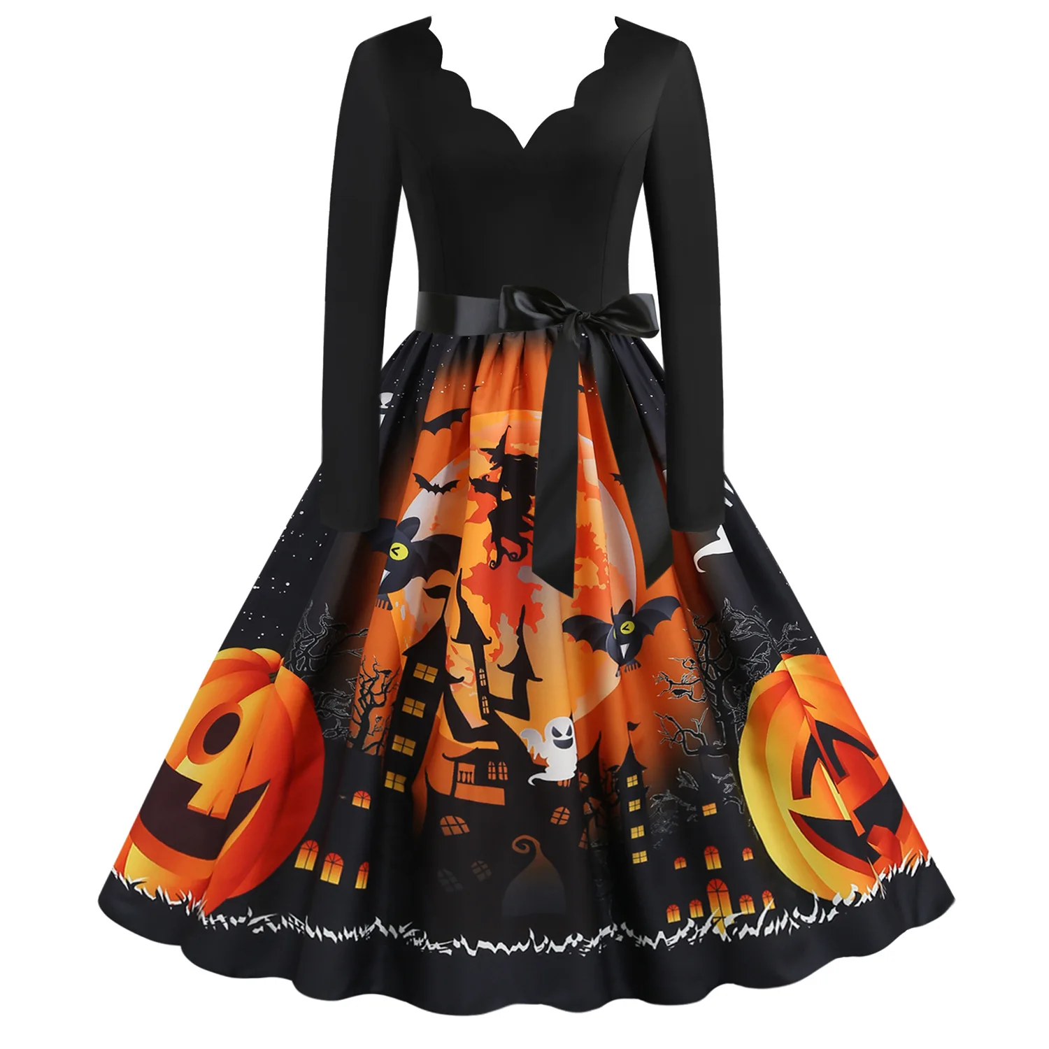 Retro Goth Halloween Party Dresses for Women