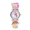 Cute candy color silicone strap unicorn pattern quartz Children's cartoon watch 4