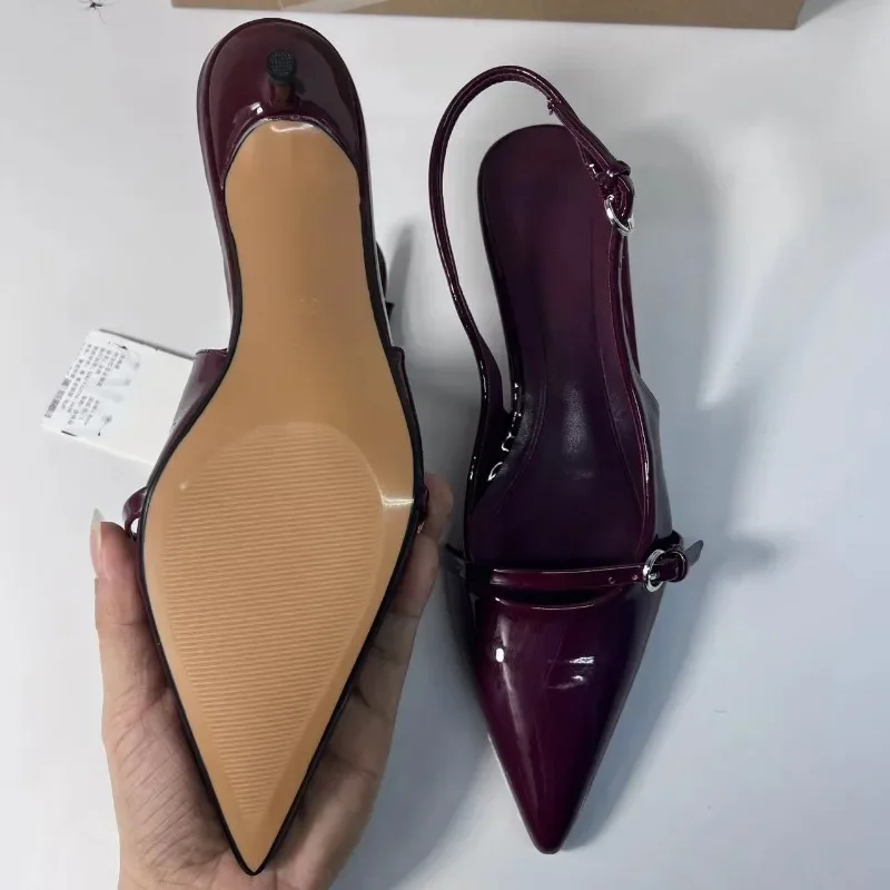 Pointed Toe Buckle Strap Ladies Slingback Sandals Solid Shallow Fashion Sexy Party Summer Women High Heels Shoes women slingback sandals women high heels shoes