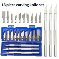 13pcs Metal Carving Knife Portable Storage Box includes 3pcs Carving Handles 10pcs Knife Blades DIY Repair Tools Carving Knife 1