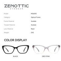 ZENOTTIC noir oeil de chat lunettes optiques cadre particulier mode jambe femmes sans Prescription acétate carré lunettes MG6592 2