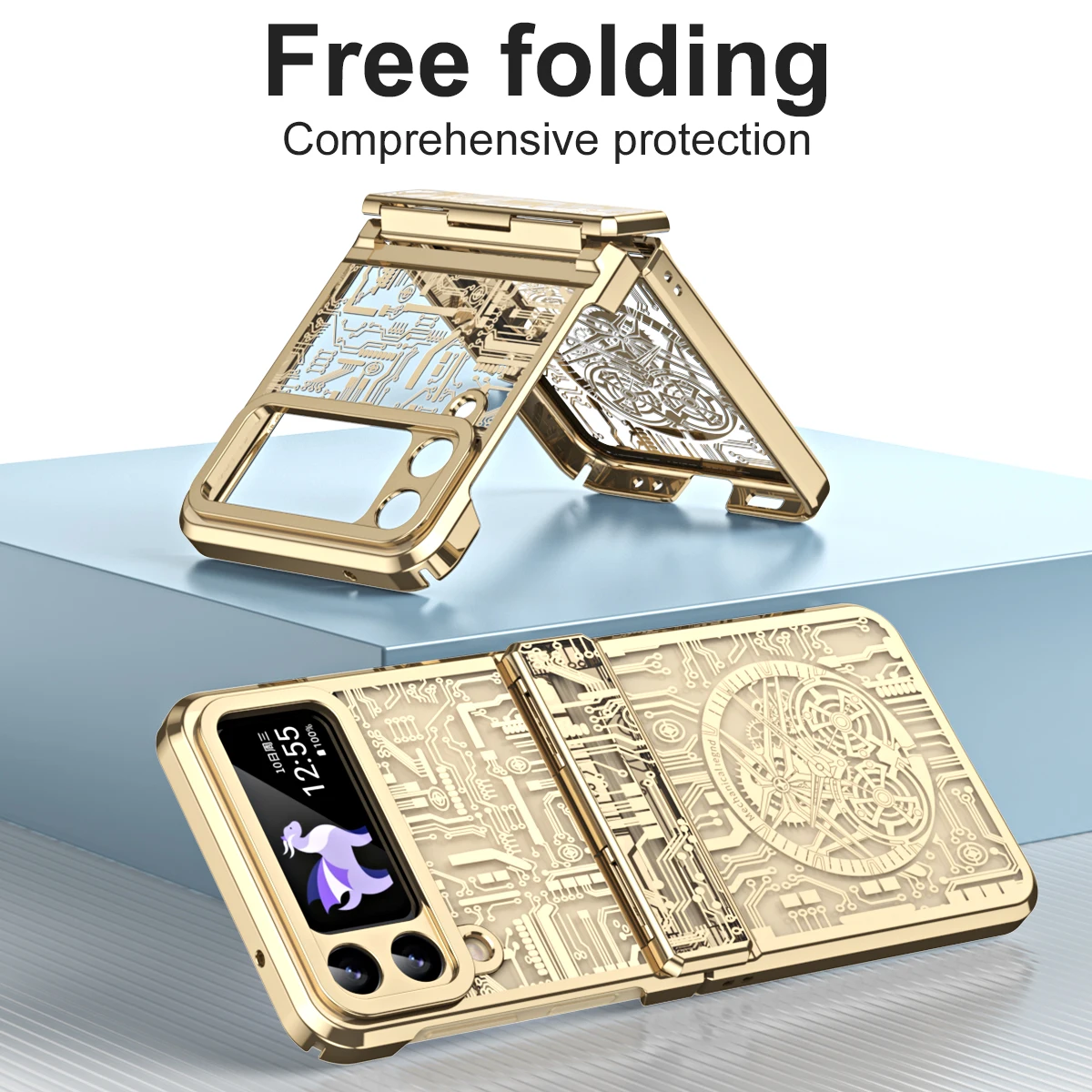 

for samsung z flip 4 Shockproof Hard Plating Case for Samsung Galaxy Z Flip4 Flip 4 Zflip4 Mobile Phone Protection Funda Capa