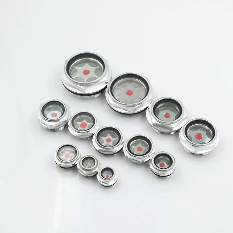 16mm-48mm Male Threaded Metal Air Compressor Oil Level Sight Glass Aluminum Alloy Oil Window air compressor oil sight glass
