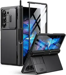 Premium Heavy Duty Shockproof Slim Phone Case with S Pen Holder and Integrated Screen Protector - Galaxy Z Fold6 (Black)