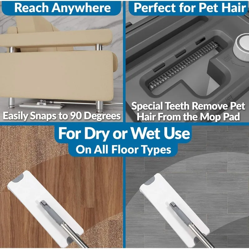 X3 Mop, Separates Dirty and Clean Water, 3-Chamber Design, Flat Mop and Bucket Set, Hands Free Home Floor 4