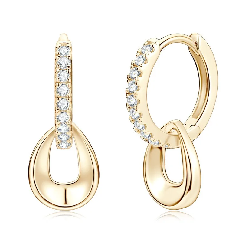 

EMO-215 Lefei Fashion Color D Classic Moissanite Dangle Double Circle Earrings For Women Real s925 Sterling Silver Party Jewelry