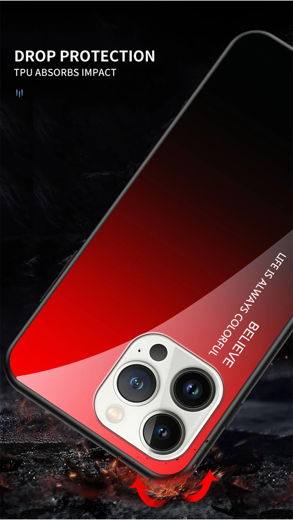 Gradient Glass Phone Case For Iphone, Stylish Protective Cover_voghion.com