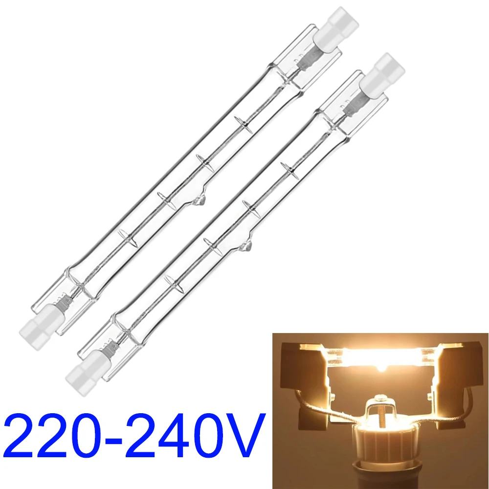 양단 선형 할로겐 램프, AC220-240V 가정용 R7s 할로겐 전구, 100W, 200W, 300W, 78mm, 118mm, 189mm, 2 피스