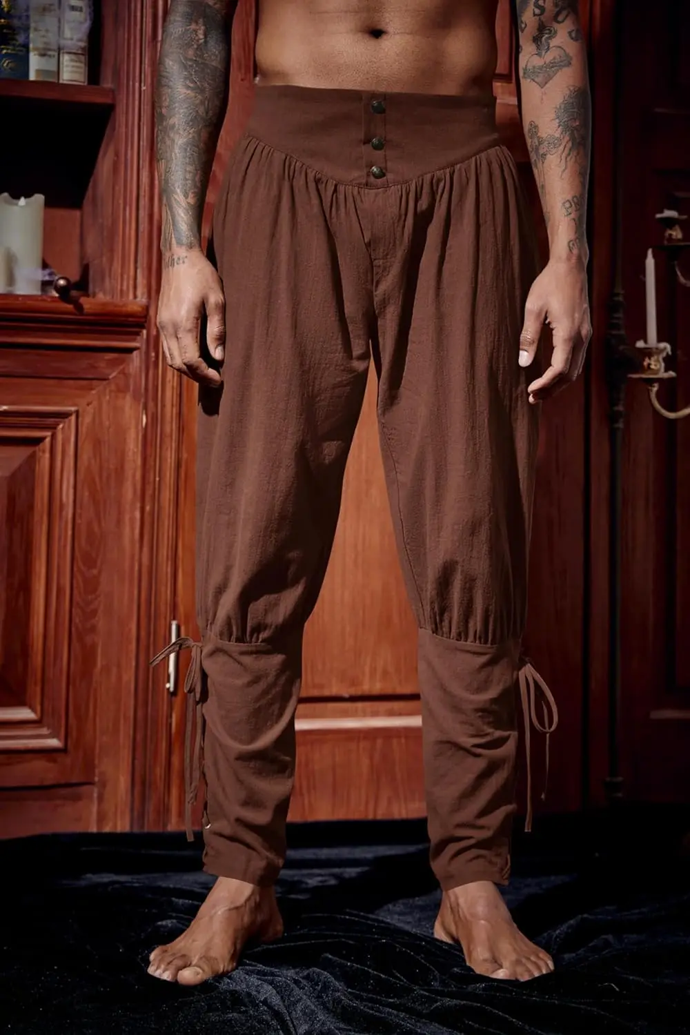 Calça Medieval Pirata Viking - Algodão E Linho, Elástica, Ideal Para Cosplay E Halloween
