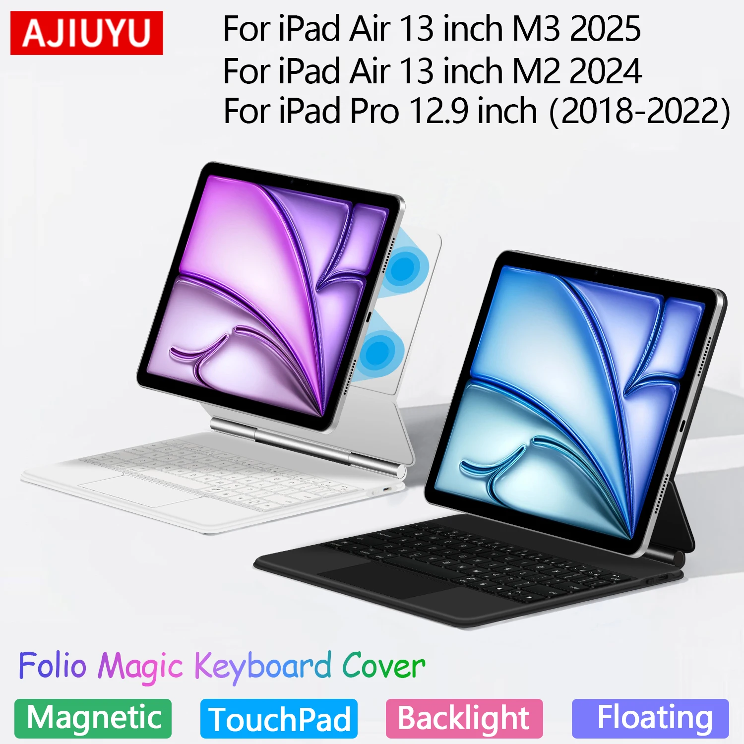 Magic Keyboard Folio For iPad Air 13 inch M3 M2 Case For iPad Pro 12.9 3rd 4th 5th 6th Smart Keyboard Cover