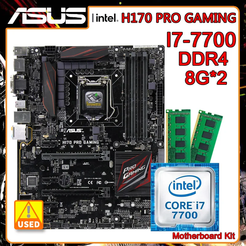 Geloofsbelijdenis Werkelijk Monet Lga 1151 Moederbord Set Asus H170 Pro Gaming Moederbord Kit Core I7 7700  Cpu 'S En 2x DDR4 8G Ram Intel h170 M.2 Pci E 3.0 Atx| | - AliExpress