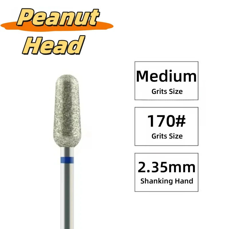 Nail drill bit 1Pcs peanut head diamond 5*12mm for manicure salon