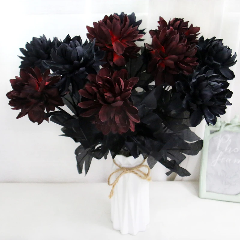 Simulated Dahlia Single Branch Home Decorations Black Room Decor Wedding Artificial Flower flores artificiales para decoración