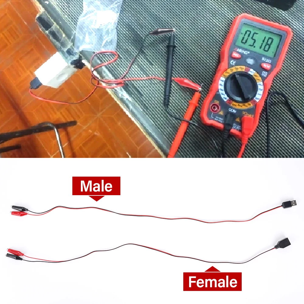 1/2Pcs 60CM Alligator Test Cilp To USB Male Female Connector Adapter Crocodile Test Clamp Clip Power 5V test Cable