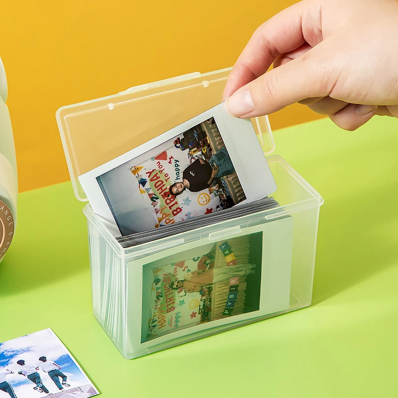 

1PC Transparent Plastic Storage Box Photocards Small Card Collection Organizer Storage Box Desk Organizer Stationery Box