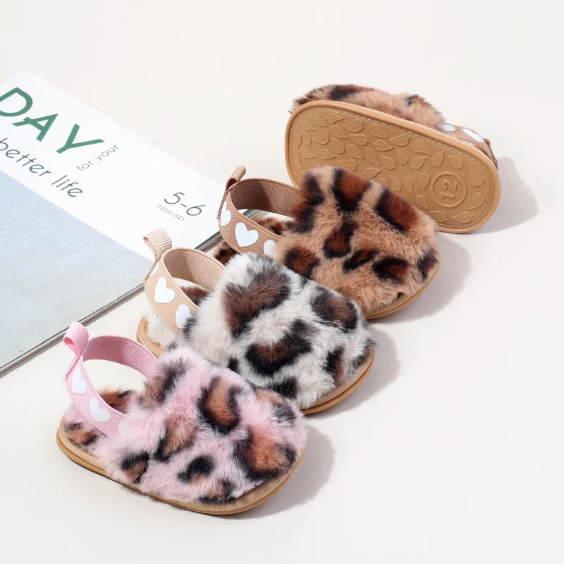 Baby Shoes-Winter Baby Plush Toe Soft Slippers for Girls Boys Indoor