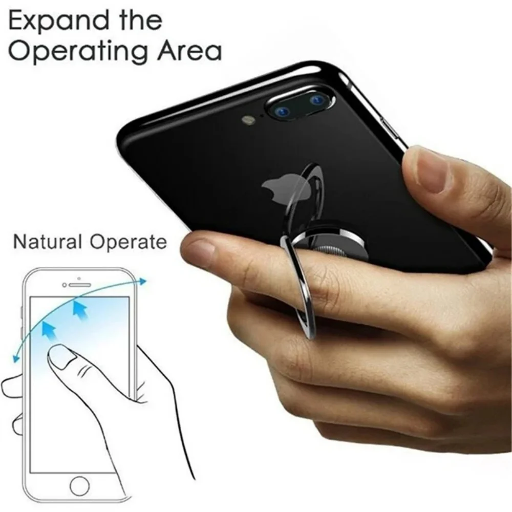 Ultra-Thin Rotatable Metal Phone Ring Holder - Universal Desktop Stand and Finger Grip