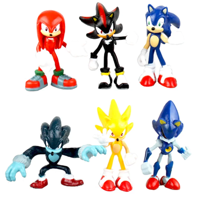 Set Sonic Figure Tails Erahog Action Figures Knuckles Doll Dr. Eggman Cartoon Figurine Bambole Da Collezione Bambini Hedgehog Toy