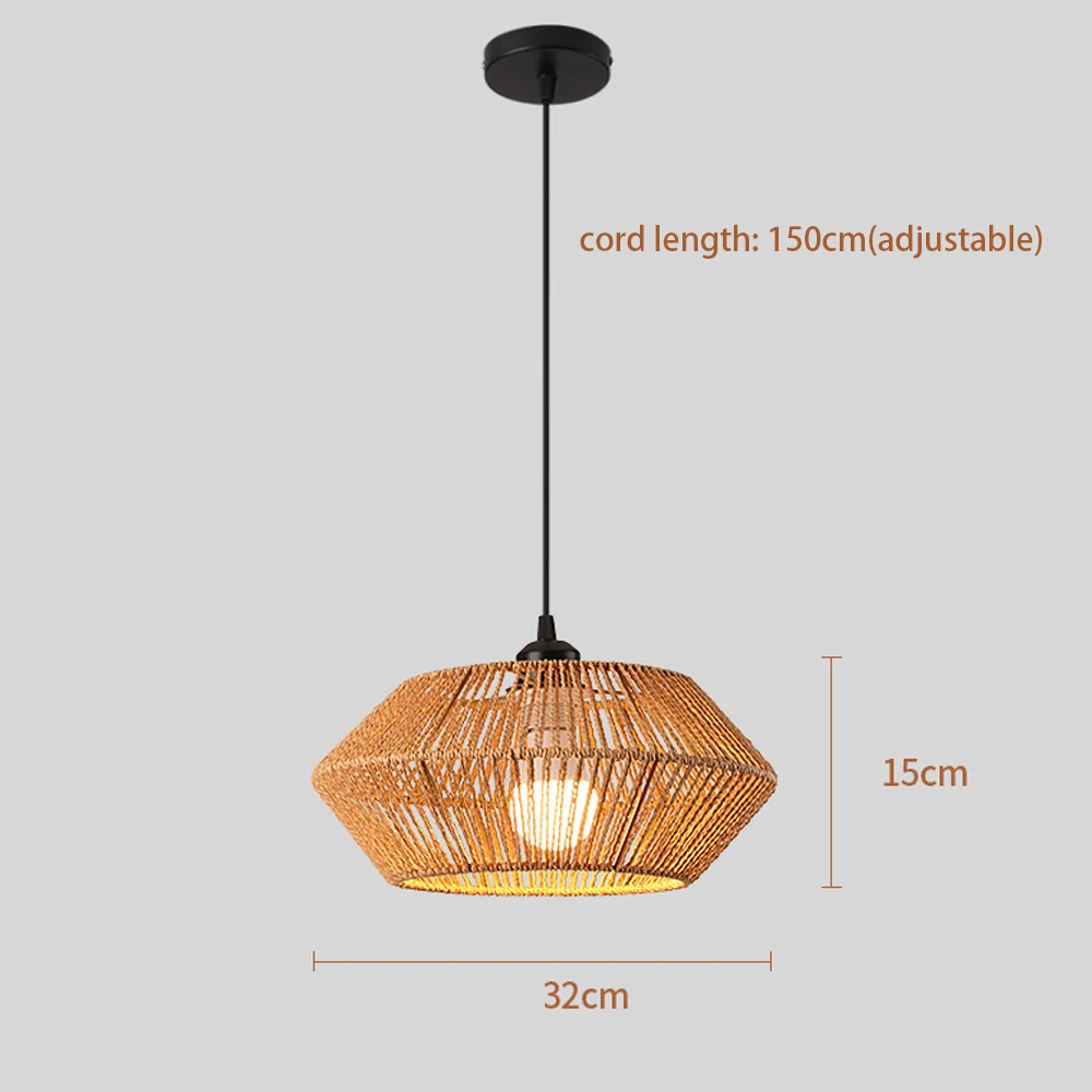 Rattan Chandelier Light Led Light Vintage Zen Style Hanging Light Pendant Lamp for Home Room Decoration Lighting Fixture E27