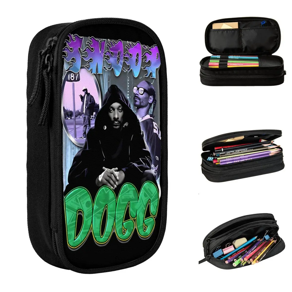 

Snoop Dogg Snoop Tou Pencil Cases Rapper Pencil Box Pen Box for Student Large Storage Bag Office Gift Stationery