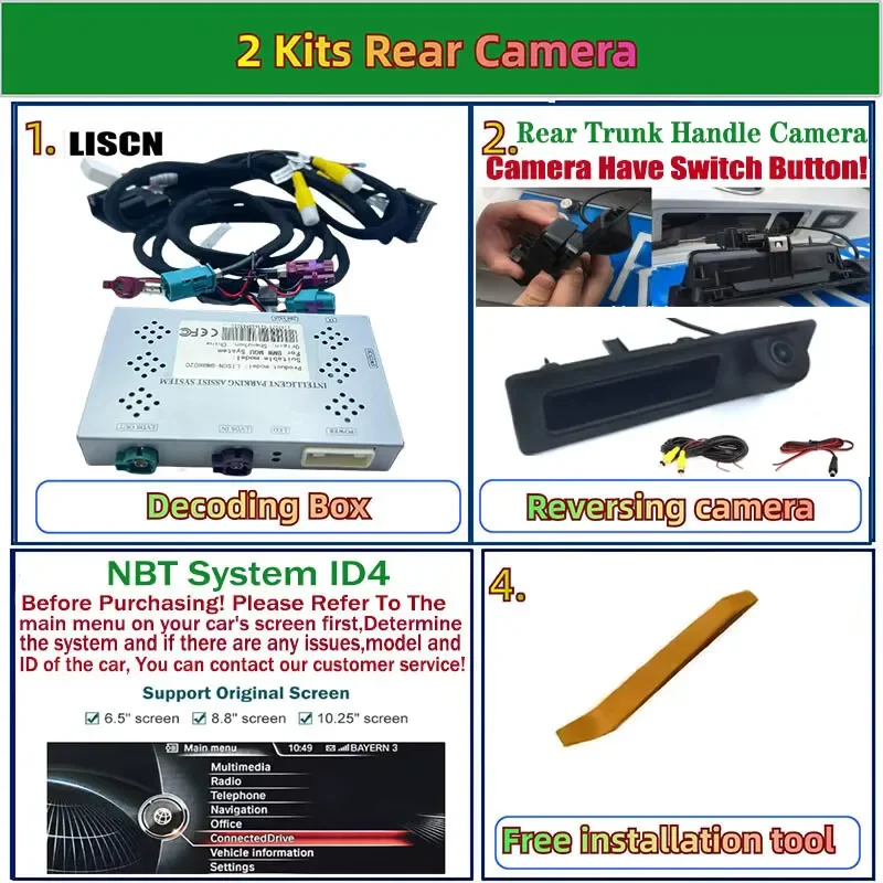 BMW 5 시리즈 F07 F10 F11 F07 F18 2009 2018 용 역방향 카메라 키트 특수 원래 화면 플러그 앤 플레이 전면 후면보기 카메라