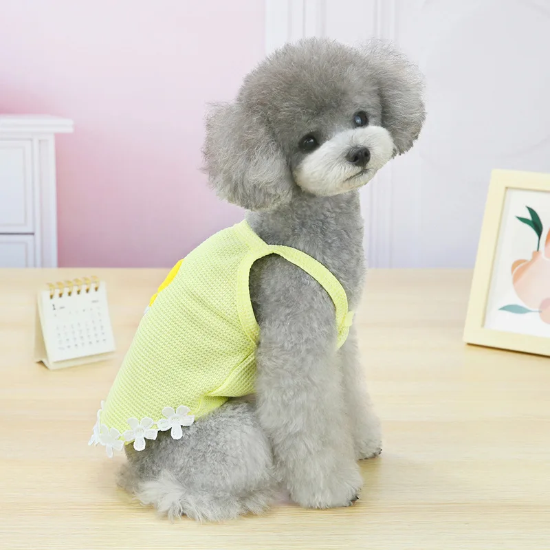 귀여운 병아리 강아지 조끼, 코튼 고양이 강아지 티셔츠, 강아지 슬링 탑, 작은 강아지 옷, 10 PCs/로트, 여름