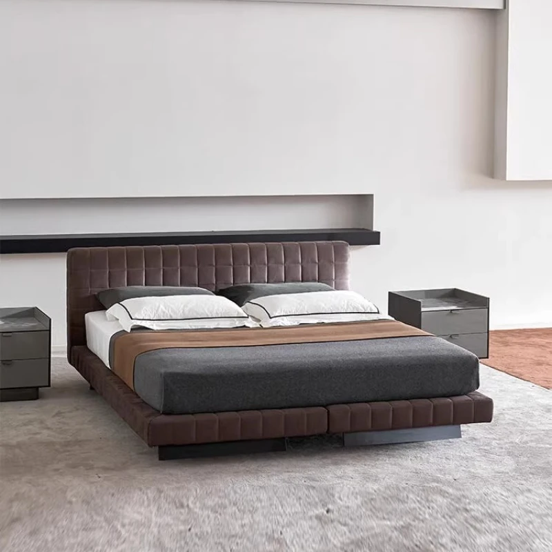 Décoration de chambre à coucher moderne pour couples, lits doubles, tête de lit à dossier souple, design nordique, cadre de lit king size, meubles de chambre à coucher 1 Décoration de chambre à coucher moderne pour couples, lits doubles, tête de lit à dossier souple, design nordique, cadre de lit king size, meubles de chambre à coucher 1