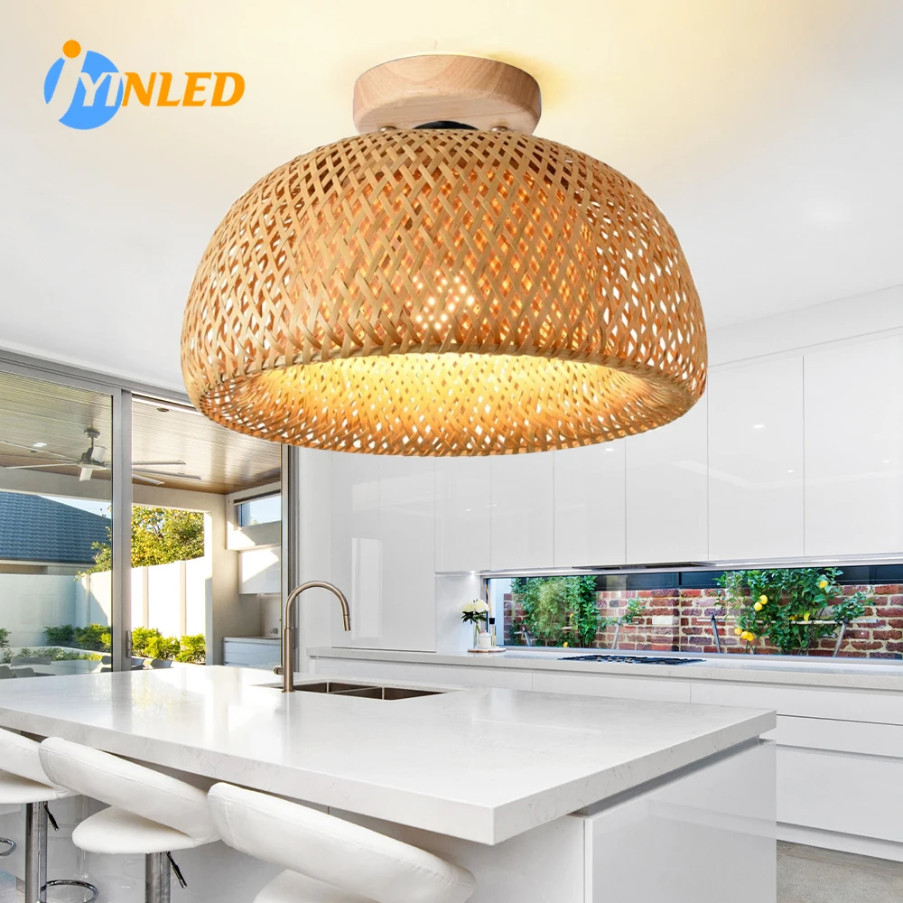 

Chinese Handmade Bamboo Weaving Droplight Pendant Lamp Room Lounge for Garden Restaurant Art Hanging Lamp