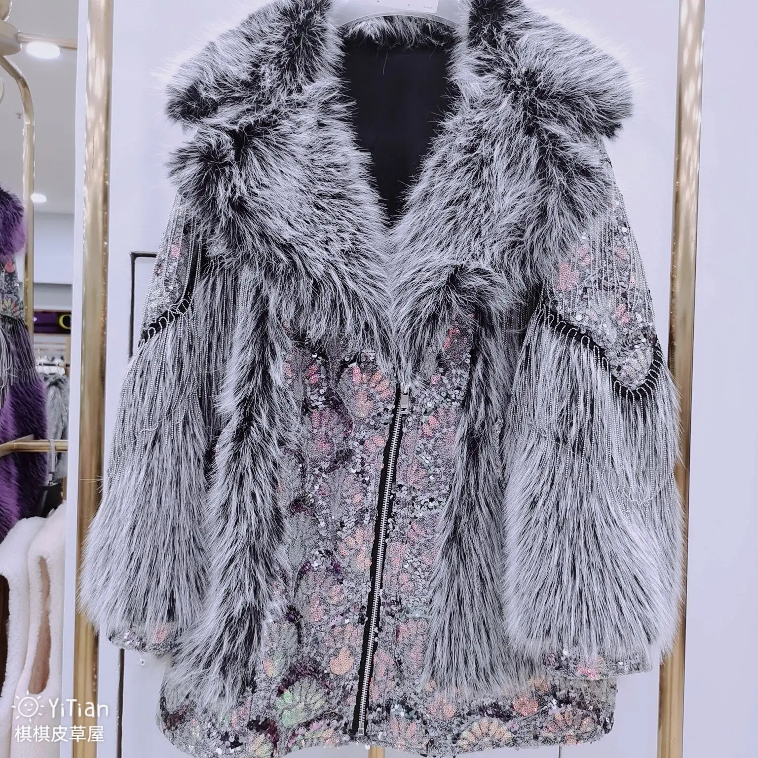 High-End Luxury Fur 2023 New Winter Clothes Fashion Long Tuscan Lamb Wool Coat Motorcycle Streetwear Loose Warm Feminine Jacket