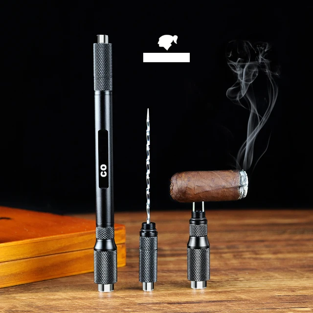 Portable Cigar Punch Cutter Sharp Cigar Pass Needles Dredge Drilled Cigar Draw Enhancer Tool Smoker Smoking Accessories - Image 2