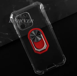 Blackview BV5300 Series Back Ring Holder Bracket Phone Case - Soft Silicone TPU Cover for Blackview BV5300 (Transparent C Red)