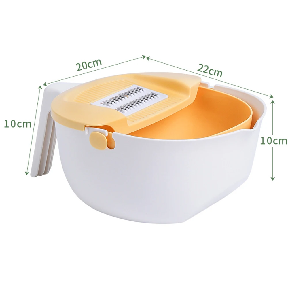 Multifunctional Vegetable Cutter With Drain Basket Manual Veggie Grater For Home