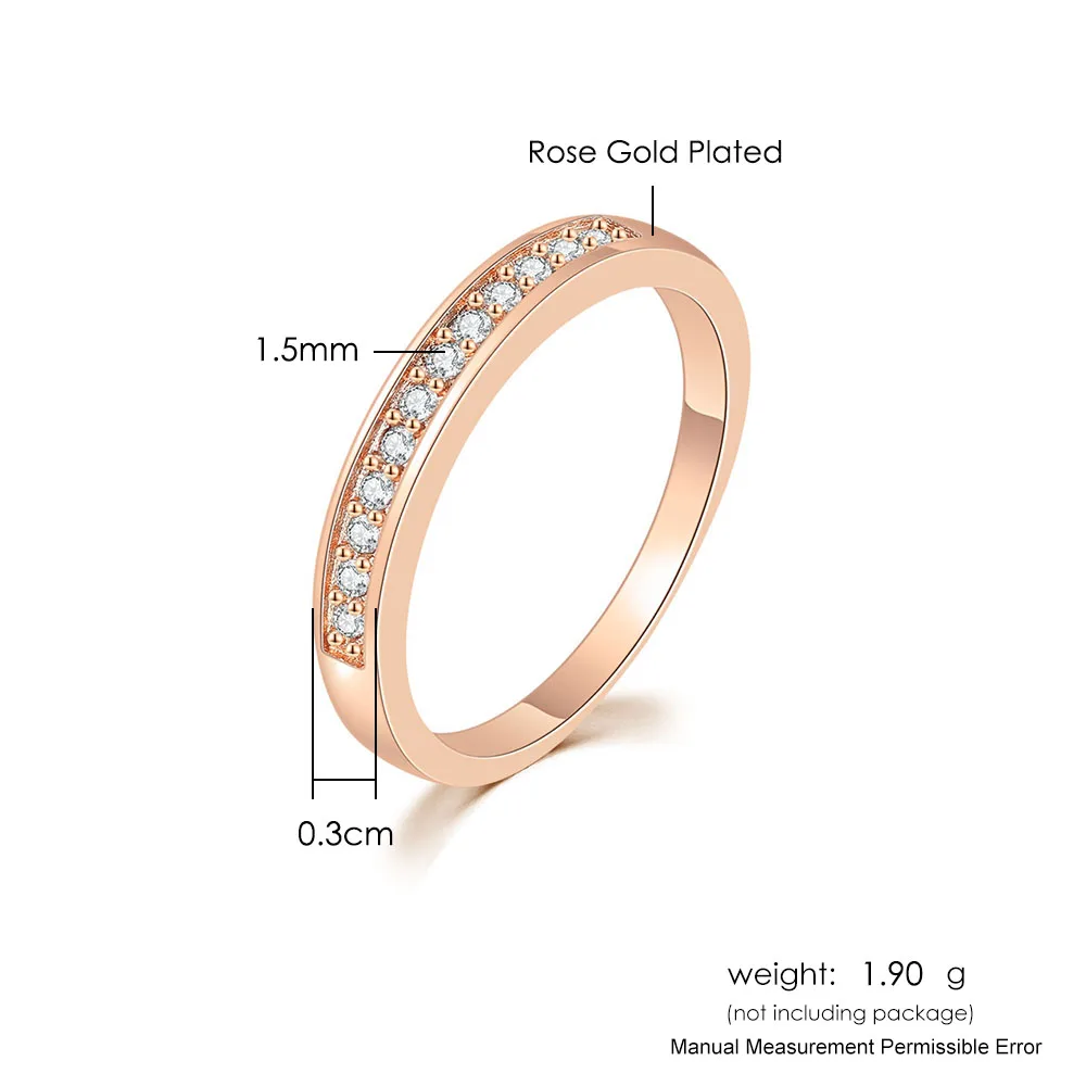 Wedding Ring Women Lover Classic Micro-inserts Cubic Zirconia Rose Gold Color R062