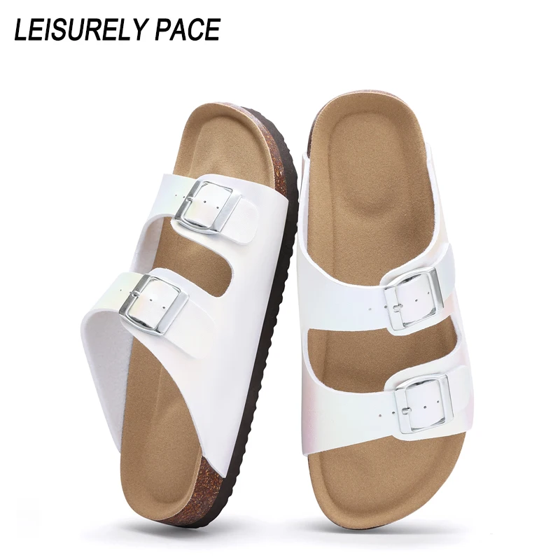 Women Comfortable Summer Beach Slippers With Double Buckle