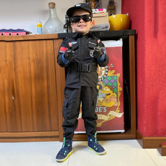 Uniforme de policía de agente del FBI para niños, chaleco a prueba