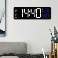 16 Inches Large Digital Wall Clock Wall Mounted Remote Control Temperature Date Week Display Dual Alarms LED Alarm Clocks 5