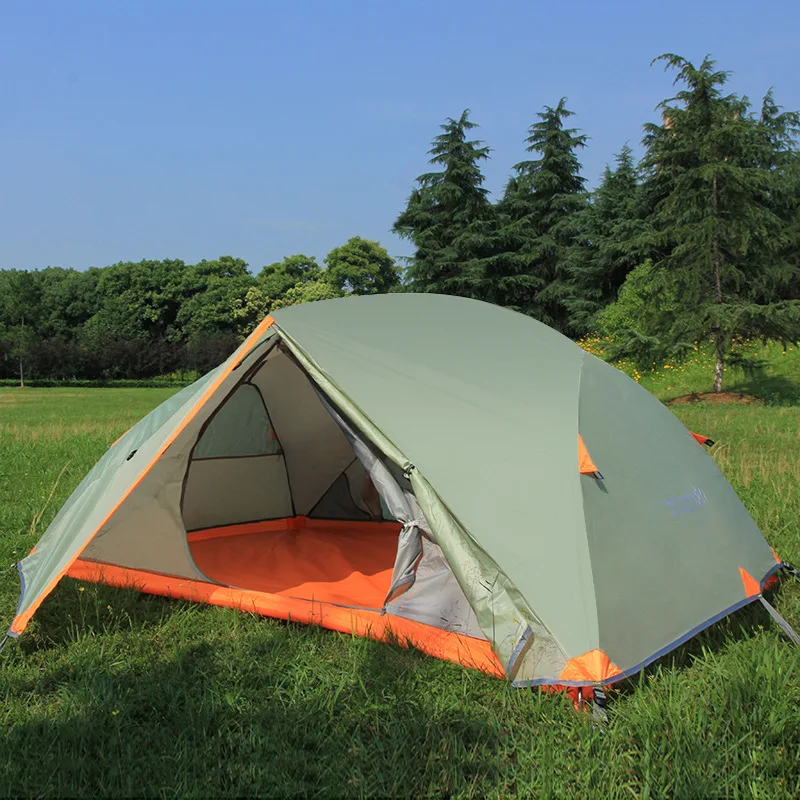 Flytop pólo de alumínio de dupla camada única pessoa de alta qualidade ao ar livre à prova de chuva à prova de vento à prova de água de acampamento. tenda portátil levar