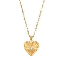 Elegant Minimalist Zircon - Embellished Pendant Necklace in 18K Gold - Plated Stainless Steel - 40cm (Style 3)